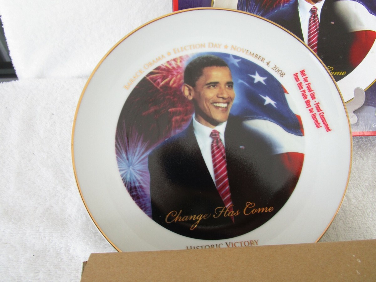 2008 Barack Obama Historic Victory Collectable Plate~ w/Stand & w