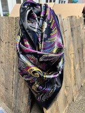 Wild Rag Western Scarves Black Pink Paisley Floral 36  x36  