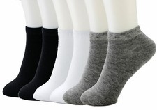 6-12 Pairs Ankle Crew Mens Womens Sport Socks Breathable Thin Black White Gray
