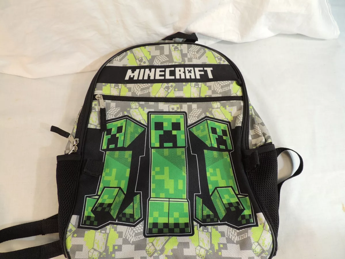 School Backpack Minecraft Creeper Black And Green Excellent Condition