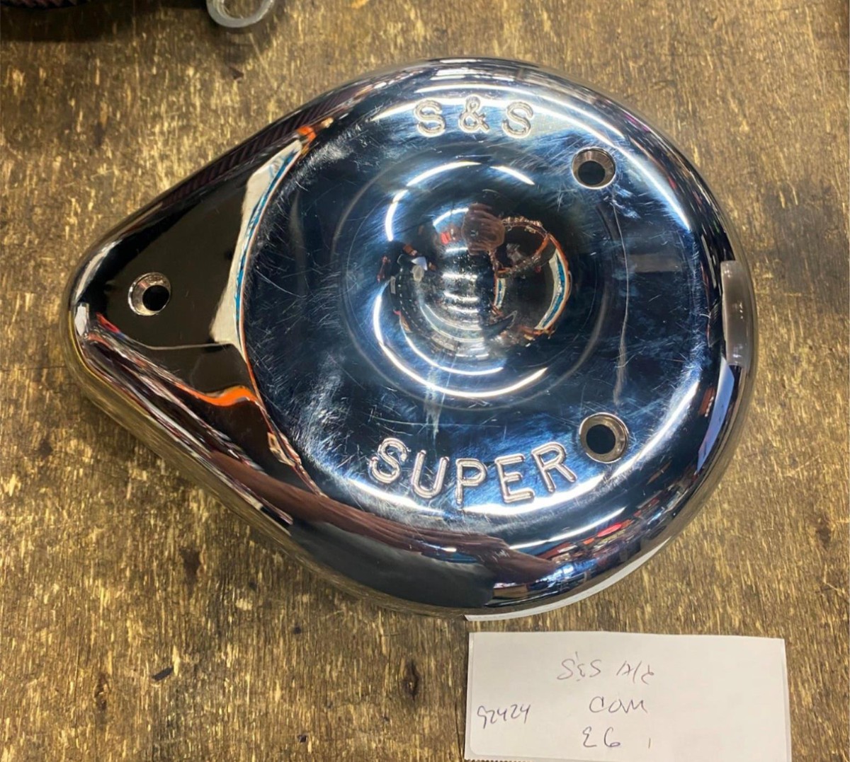 OEM S&S Air Cleaner Cover Super E/G Carb Harley Chrome Teardrop 17