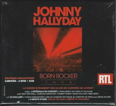 *Coffret Johnny HALLYDAY - Born rocker (neuf sous blister - 2 Dvd + 3Cd)* - Photo 1/2