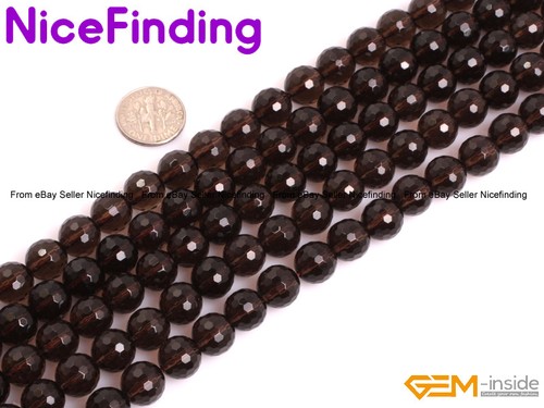 AAA Natural Faceted Brown Smoky Quartz Loose Stone Beads For Jewelry Making 15" - Picture 40 of 47