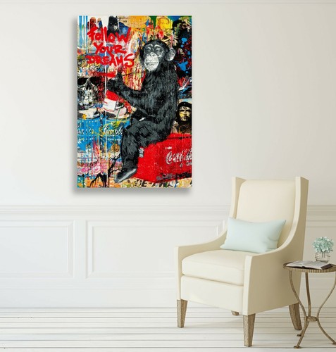 GRAFFITI FOLLOW YOUR DREAMS CANVAS WALL ART PRINT ARTWORK BRAINWASH BANKSY STYLE - Picture 5 of 7