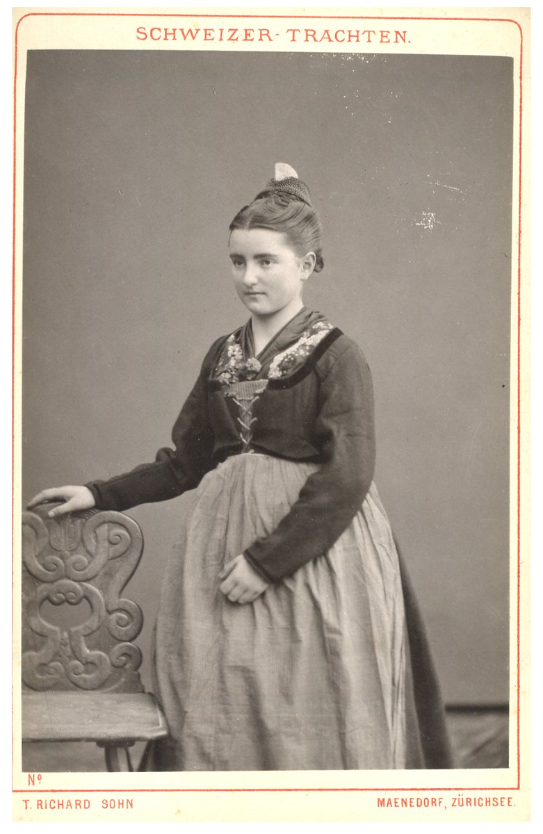 Suisse Canton d'Uri Femme En Costume Traditionnel Vintage Print