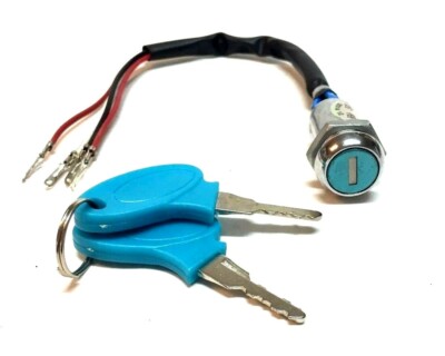 ELECTRIC SCOOTER 4 WIRE IGNITION KEY SWITCH W/ TWO BLUE KEYS 2 POSITION ON/OFF