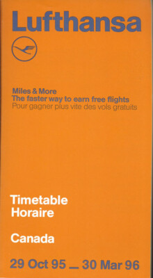 Lufthansa German Airlines Canada system timetable 10/29/95 [4091]
