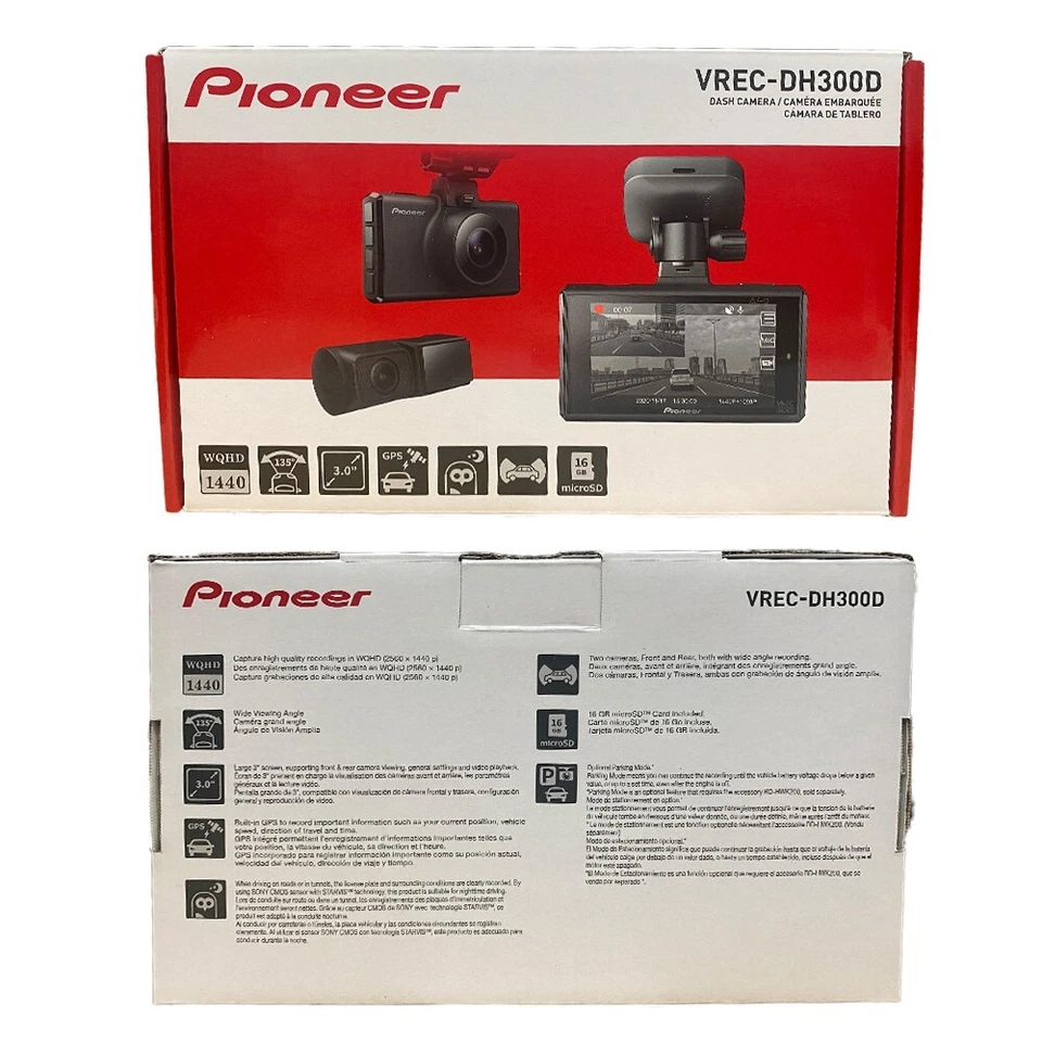 Pioneer VREC-DH300D HD Dash Cam 3” Screen Front & Rear Dual Recording w/Wire kit - Image 2 of 4
