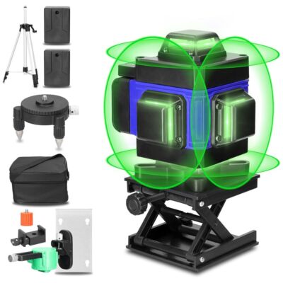 Laser Level Grün Rotationslaser Laser 4D 16Linien wasserwaage mit Stativ 4X360°