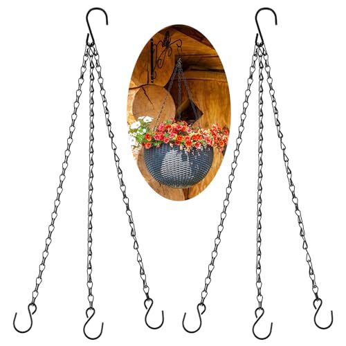 2PCS 16 Inch Black Hanging Basket Chain With Hooks Hanging Planter