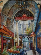 Hotel De Chalons Passet Oil On Canvas H 48 1/2 x W 37 (without frame) replica