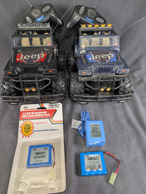 2 Nikko Jeep Wrangler Rubicon, 2 Remotes, 2 Batteries, 1 Charger TESTED 49MHz