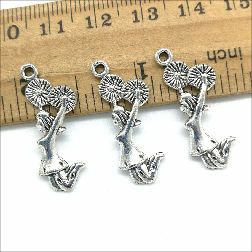 20/80X cheerleader Antique Silver Charms Pendants Jewelry Making DIY 28