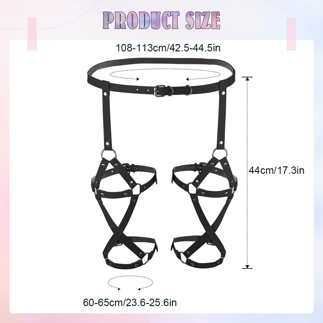 GEMLIY Leather Waist Chains Black Punk Body Harness Goth Leg  display picture 3