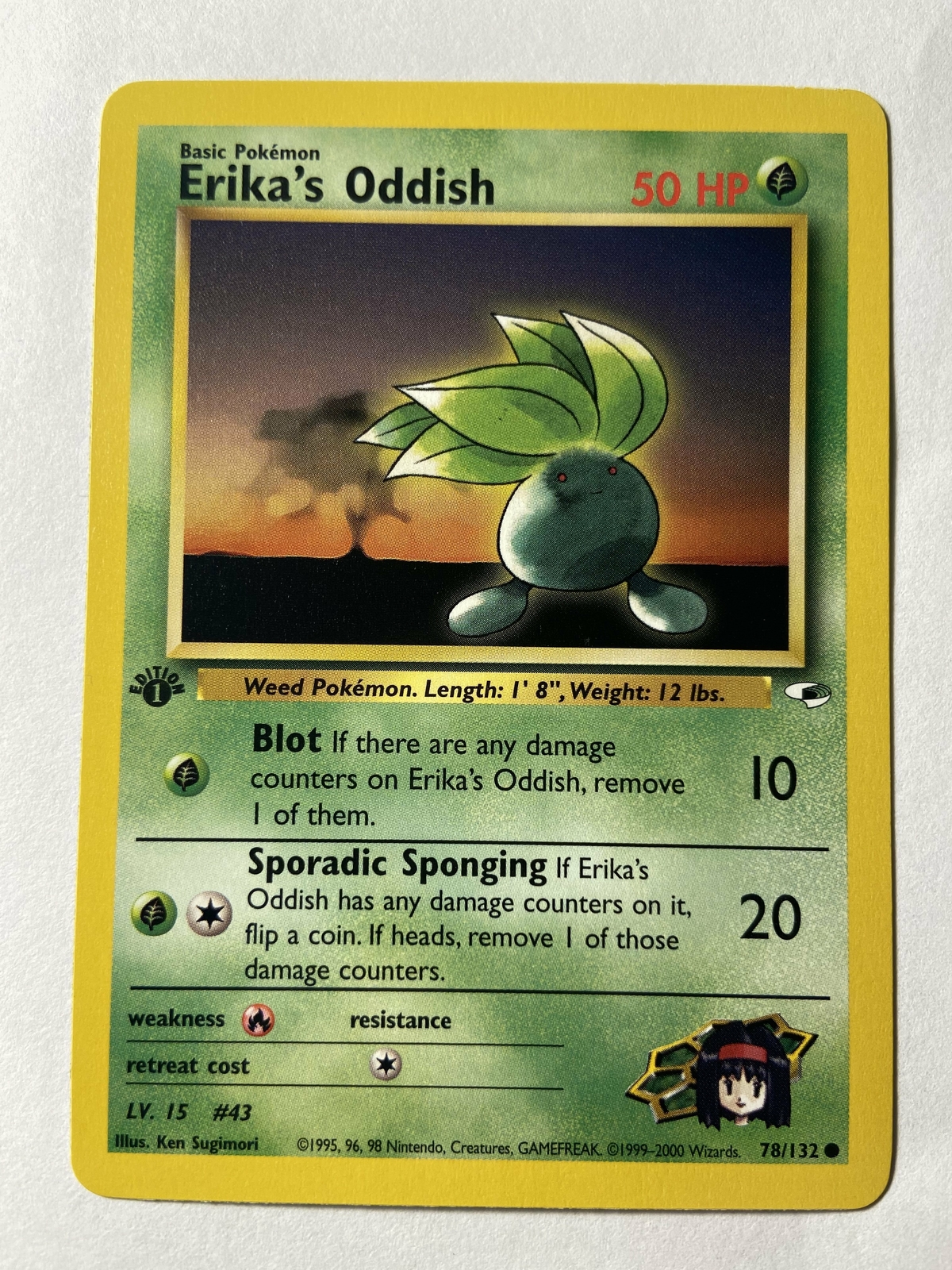 Erika's Oddish 1st edition Near mint condition ENGLISH 78 /132 Gym Heroes