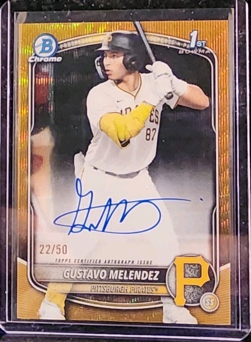 Gustavo Melendez 2025 Bowman Chrome Draft 1st Gold Wave Refractor Auto RC /50