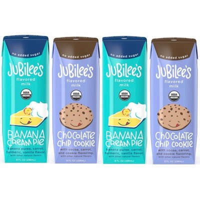 4pk Jubilee s Chocolate Chip & Banana Cream Pie Flavored Milk Drink, Kids Lunch