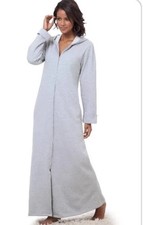 Dreams  Co. Plus Size Heather Grey Long Fleece Hoodie Robe Size M 14/16 Petite
