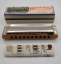 Vintage M. Hohner Marine Band Harmonica Key of G No. 1896 Made in Germany w/Box