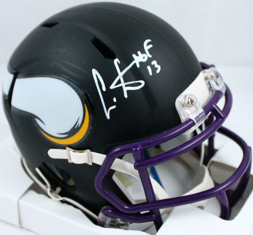 Cris Carter Autographed Signed Minnesota Vikings Flat Black Mini Helmet W/ HOF- BA W *White 