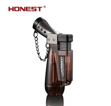 Honest Mini Transparent Jet Flame Windproof Butane Gas Weld Gun Cigar Lighter
