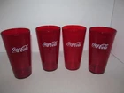 4 Coca Cola Red Restaurant Tumblers Vintage 6 1/2” Plastic Drinking Cups Glasses