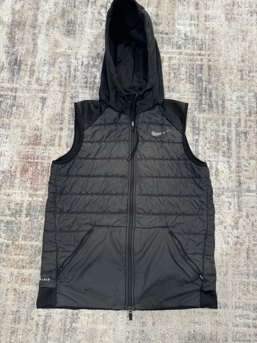Men’s Medium Nike Dri-Fit Swoosh Hoodie Puff Vest Sleeveless Full Zip Training