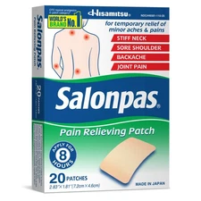 Salonpas Pain Relieving Patch, 20 Count, for Back, Neck, Shoulder, Knee Pain and