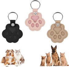 3 PCS Cat  Dog Hair Fur Keychain - Paw Shaped Leather Memorial Keepsake