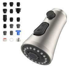 Pull Down Spray Head for Kitchen Faucet, 3-Function Spray Nozzle with 15 Adap...