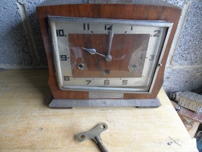 Vintage 1930s NORLAND Square Dialed Westminster Chiming Mantle Clock w/Key