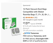 Replacement Dirt Disposal Dust Bags For iRobot Roomba i3 i7+ s9 s9+ Robot Vacuum