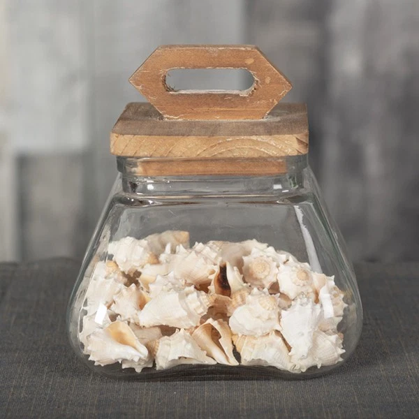Glass With Wooden Lid Jar