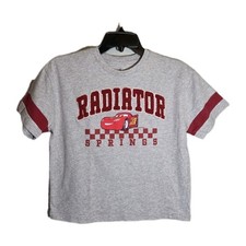 Disney Cars Lightning McQueen T-Shirt Size XL 14 Radiator Raised Letters Crop