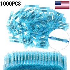 1000PCS Blue 14-16AWG Heat Shrink Waterproof Wire Connectors Butt Seal Terminals