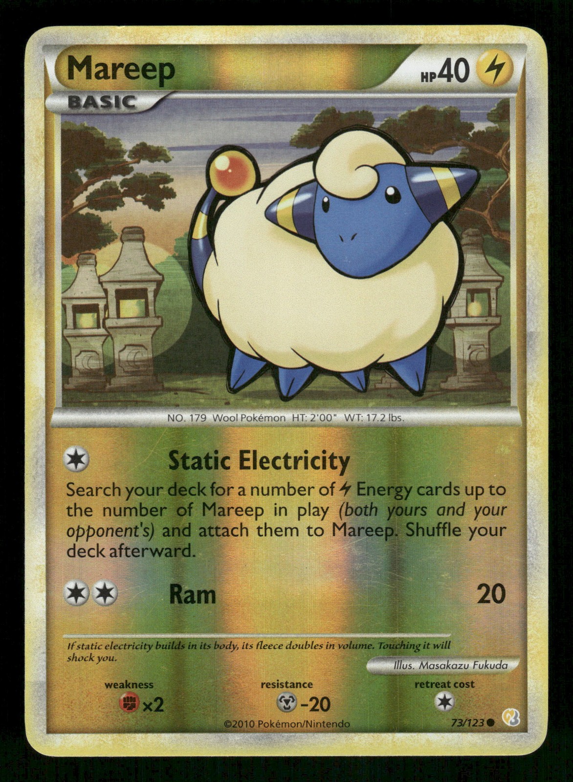 Pokemon Mareep Common HeartGold SoulSilver 73/123 HP Reverse Holo