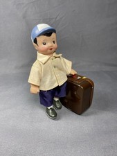 Vintage Walking Boy Traveler Wind-Up Toy Carrying Suitcase