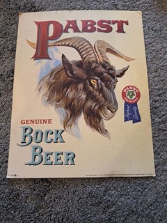 Vintage Pabst Genuine Bock Beer Cardboard Sign Poster 14 x 11 INCHES