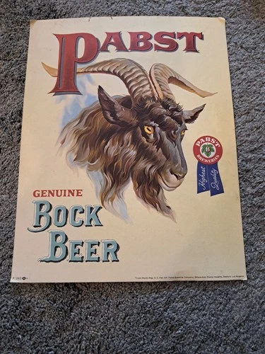 Vintage Pabst Genuine Bock Beer Cardboard Sign Poster 14 x 11 INCHES
