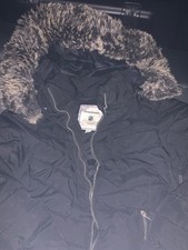Abrigo acolchado Greenlander para mujer talla S capucha peluda extraíble necesita cremallera nueva