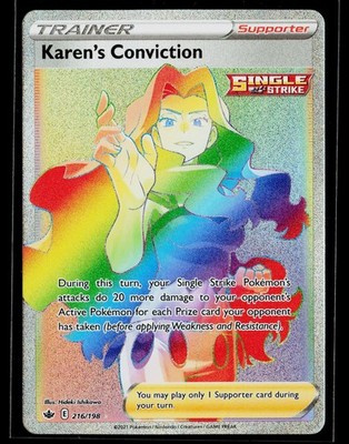 Karen's Conviction Secret 216/198 SWSH06: Chilling Reign Secret Rare Pokemon NM