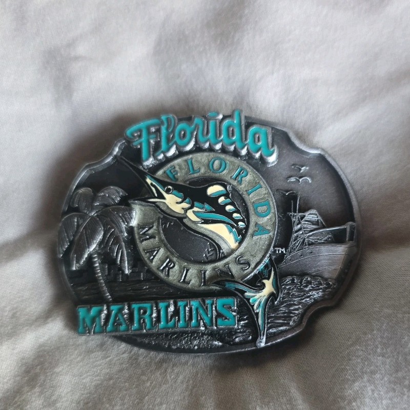 FLORIDA MARLINS BASEBALL BELT BUCKLE NUMBERED PEWTER 1991 SISKIYOU COLLECTIBLE