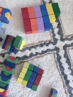 A lot of gently used colored wood different shaped blocks — photo 3
