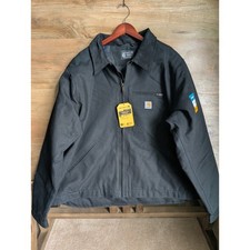 NWT Carhartt Duck Detroit Jacket Mens 3XL Black Blanket Lined Relaxed Fit Zip-Up