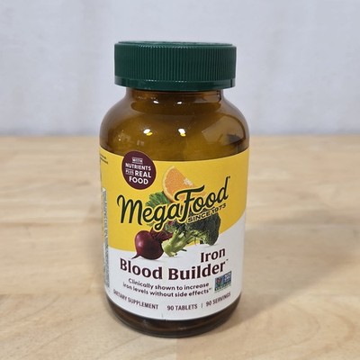MegaFood Blood Builder 90 Tablets Iron B12 Folate Non-GMO