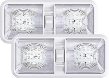 Leisure LED 2 Pack RV LED Ceiling Double Dome Light Fixture with ON/Off Switch I