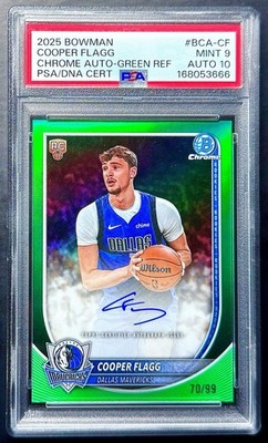 2025-26 Bowman Chrome COOPER FLAGG #70/99 Green Refractor Rookie Auto PSA 9/10