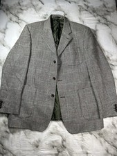 St George by Duffer 100% New Wool Men’s Blazer 44 Regular Grey/ Brown Check VGC