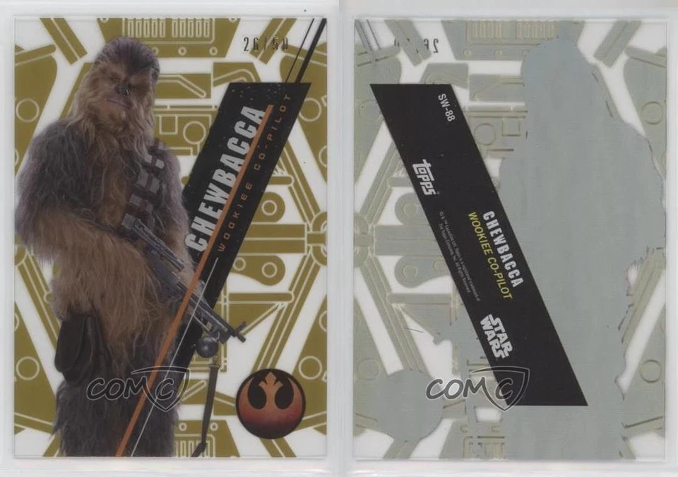 2016 Star Wars High Tek Form 2 Pattern 1 Gold Rainbow Foil 26/50 Chewbacca 0x1m - Image 3 of 3