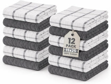 Kitchen Towels 12 Pack Premium 100 Cotton Dish Towels for Kitchen 15 x 25 Inch
